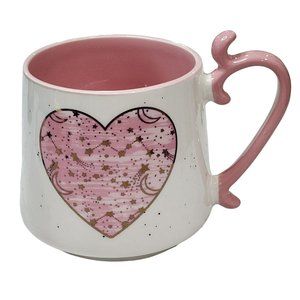 Sheffield Home Gold White And Pink Heart Ceramic Coffee‎ Mug 16 Oz